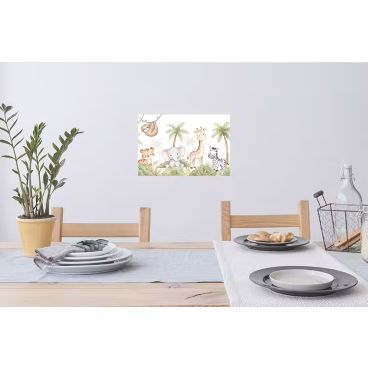 Dieren - Jungle - Pastel Muursticker klein -eettafel