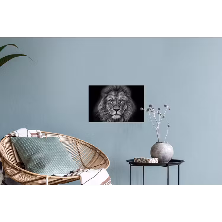 Dieren - Leeuw - Zwart - Wit - Portret Muursticker klein -plant