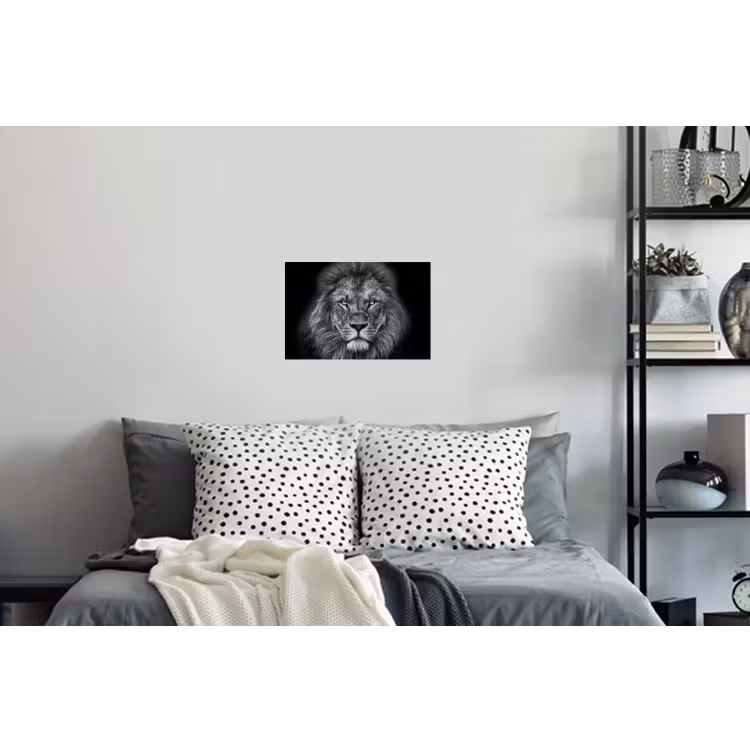 Dieren - Leeuw - Zwart - Wit - Portret Muursticker klein -slaapkamer