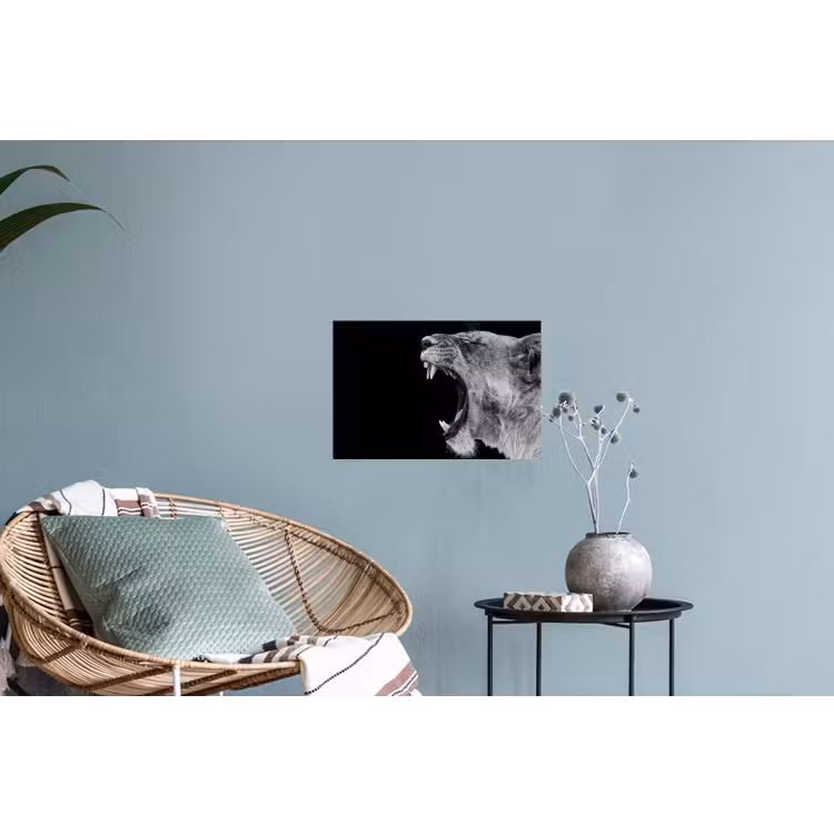 Dieren - Leeuw - Zwart - Wit - Portret Muursticker klein -plant