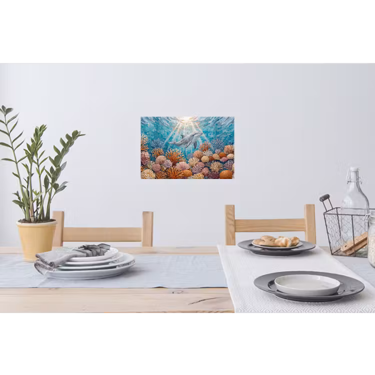 Dieren - Mozaïek - Oceaan - Koraal - Blauw Muursticker klein -eettafel