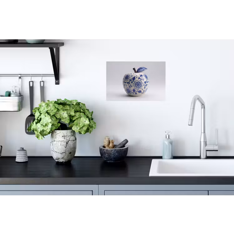 Appel - Blauw - Klassiek Muursticker klein -keuken