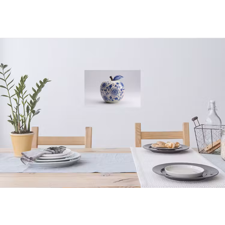Appel - Blauw - Klassiek Muursticker klein -eettafel