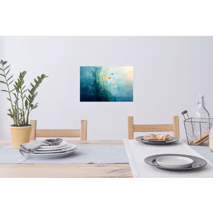 Waterplanten - Vissen - Kleurrijk - Water Muursticker klein -eettafel