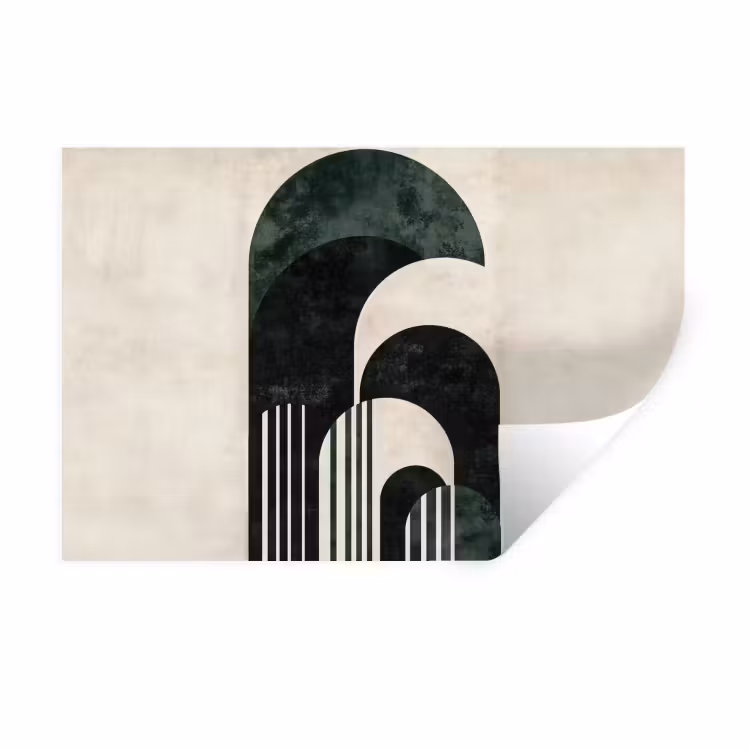 Bogen - Donkergroen - Lijnen Muursticker klein -3d