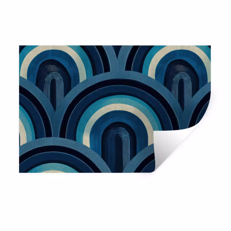 Bogen - Geometrisch - Patroon - Blauw - Retro Muursticker klein 286 -3d