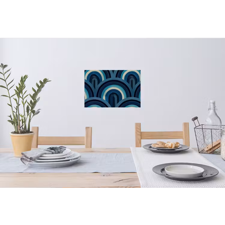 Bogen - Geometrisch - Patroon - Blauw - Retro Muursticker klein 286 -eettafel