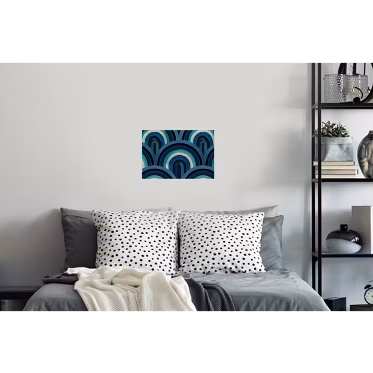 Bogen - Geometrisch - Patroon - Blauw - Retro Muursticker klein 286 -slaapkamer