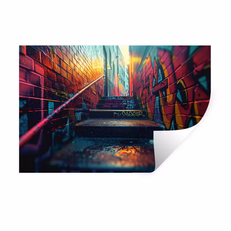 Architectuur - Neon - Trap - Graffiti Muursticker klein -3d