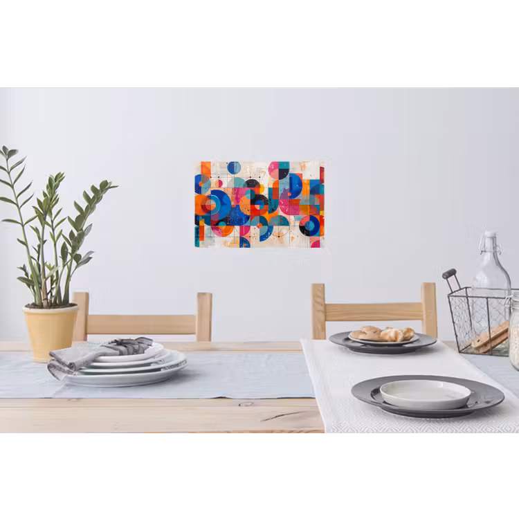 Kunst - Geometrisch - Abstract - Kleurrijk Muursticker klein -eettafel