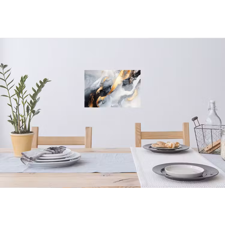 Kunst - Goud - Luxe - Abstract - Modern Muursticker klein -eettafel