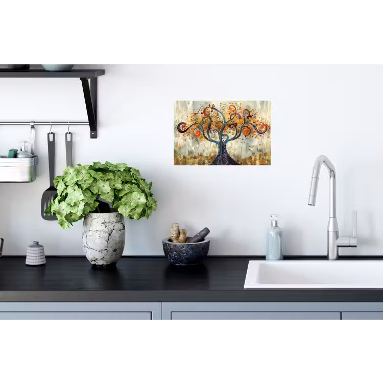 Kunst - Levensboom - Botanisch - Abstract Muursticker klein -keuken
