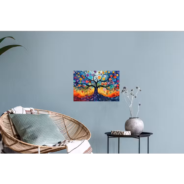Kunst - Levensboom - Bloemen - Hippie Muursticker klein -plant