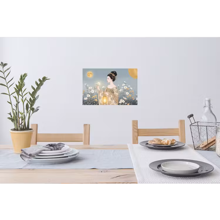 Aziatisch - Vrouw - Kimono Muursticker klein -eettafel