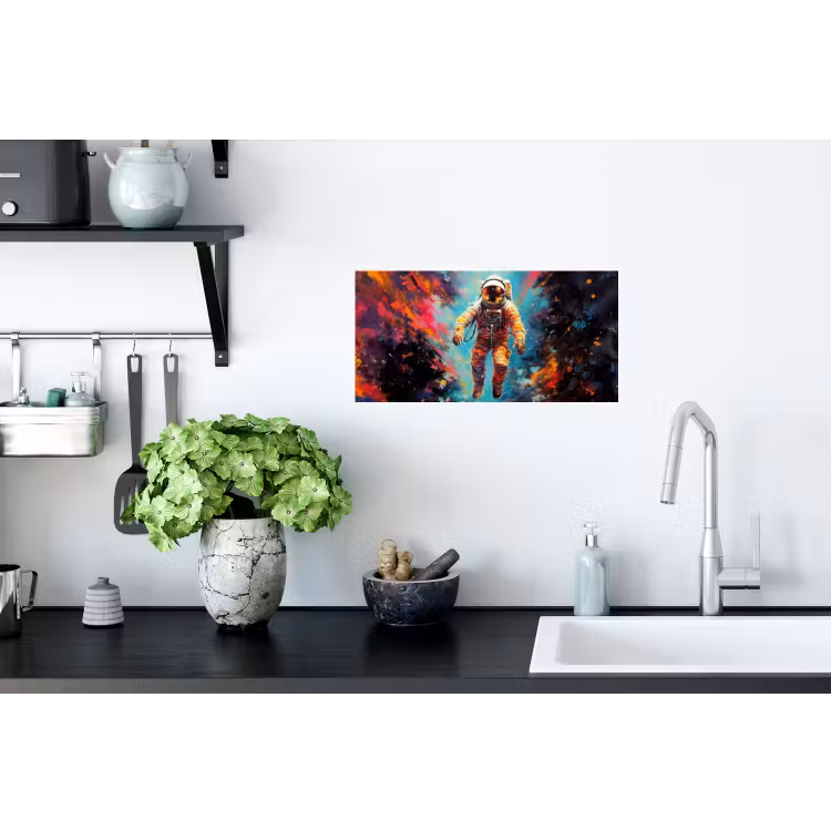 Astronaut - Graffiti - Ruimte - Neon Muursticker klein -keuken