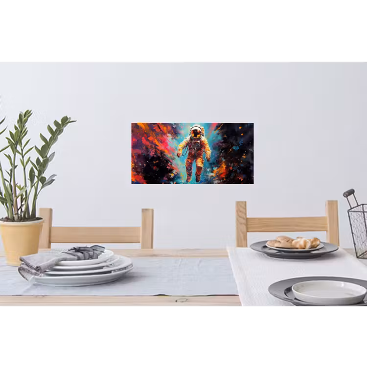 Astronaut - Graffiti - Ruimte - Neon Muursticker klein -eettafel