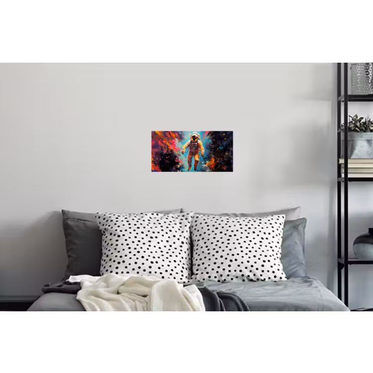 Astronaut - Graffiti - Ruimte - Neon Muursticker klein -slaapkamer