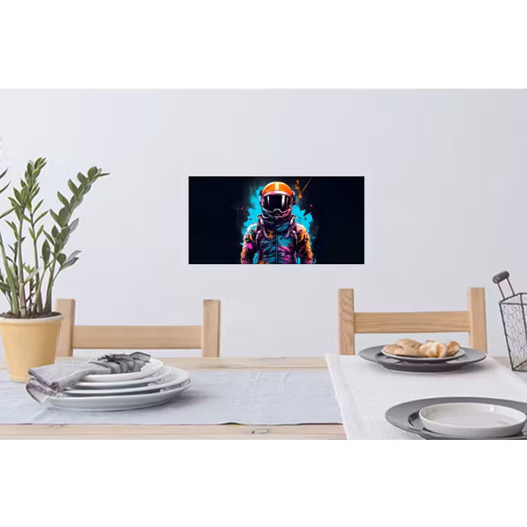 Astronaut - Neon - Gaming - Ruimte Muursticker klein -eettafel