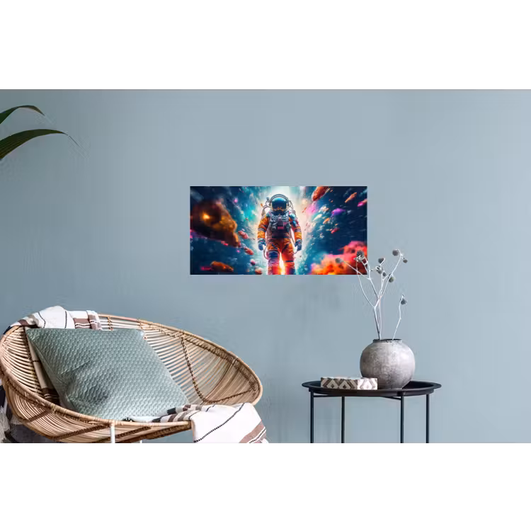 Astronaut - Neon - Meteoriet - Neon Muursticker klein -plant