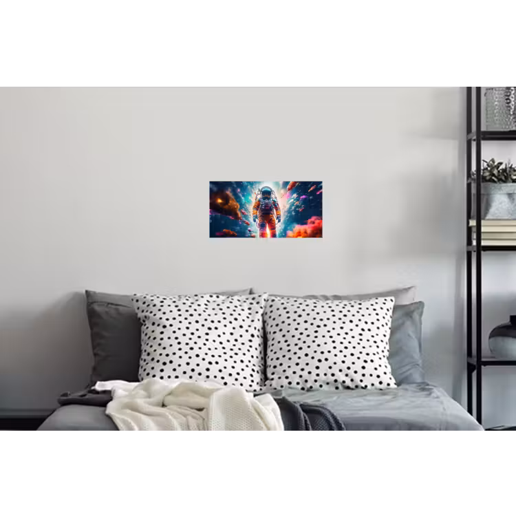 Astronaut - Neon - Meteoriet - Neon Muursticker klein -slaapkamer
