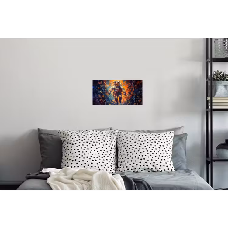 Astronaut - Neon - Oranje - Ruimte Muursticker klein -slaapkamer