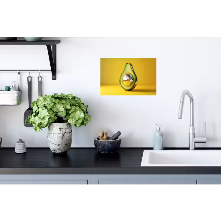 Avocado - Discobal - Geel - Glitter Muursticker klein -keuken