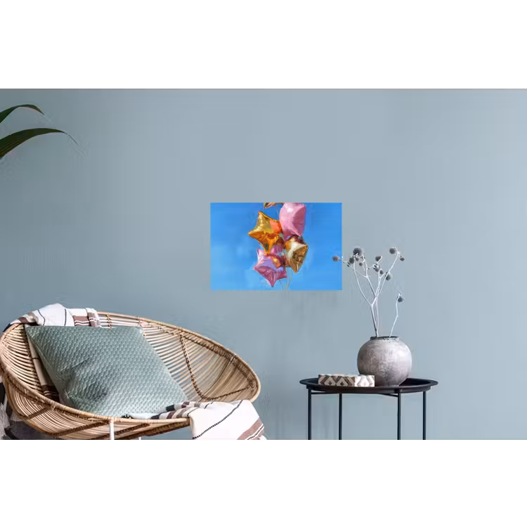 Ballonnen - Goud - Stervorm - Roze Muursticker klein -plant