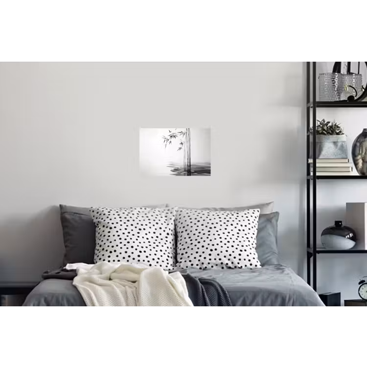 Bamboestammen - Water - Minimalistisch - Wit Muursticker klein -slaapkamer