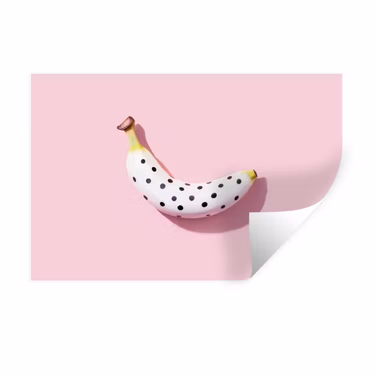 Banaan - Stippen - roze Muursticker klein -3d