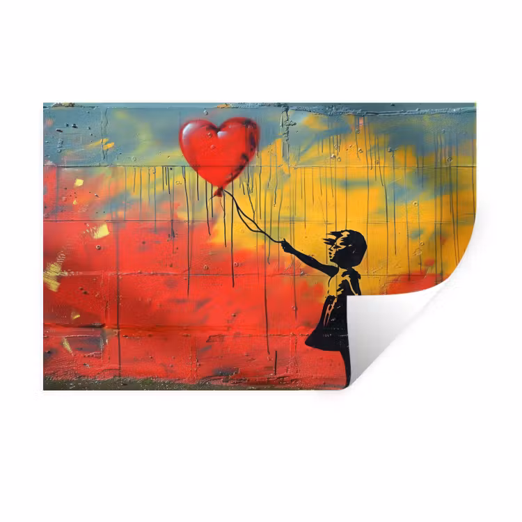 Banksy - Kunst - Graffiti - Meisje - Street art Muursticker klein -3d