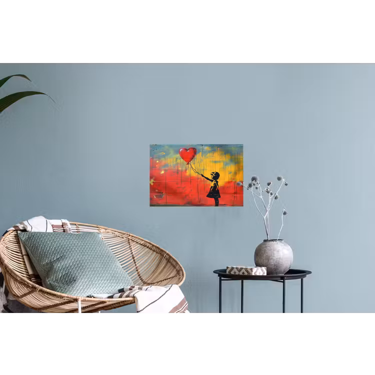 Banksy - Kunst - Graffiti - Meisje - Street art Muursticker klein -plant