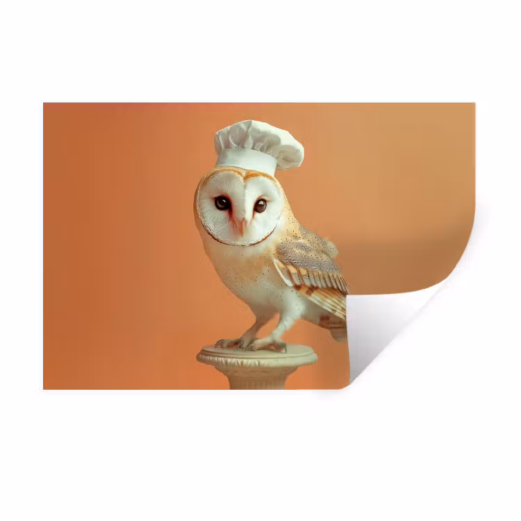 Kerkuil - Koksmuts - Oranje - Vogel Muursticker klein -3d
