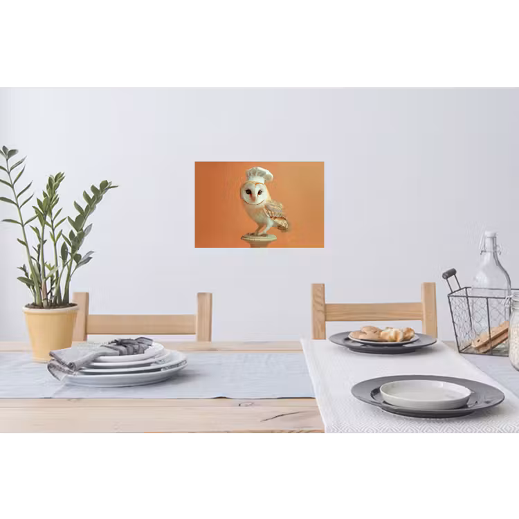 Kerkuil - Koksmuts - Oranje - Vogel Muursticker klein -eettafel