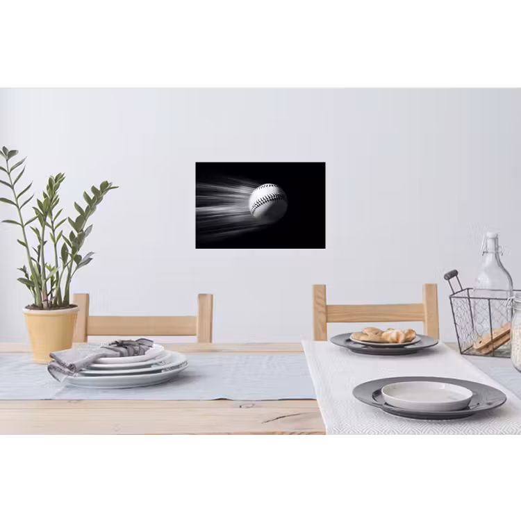 Honkbal - Wit - Vliegt Muursticker klein -eettafel