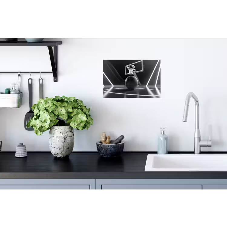 Basketbal - Basketbalveld - Lichtlijnen Muursticker klein -keuken