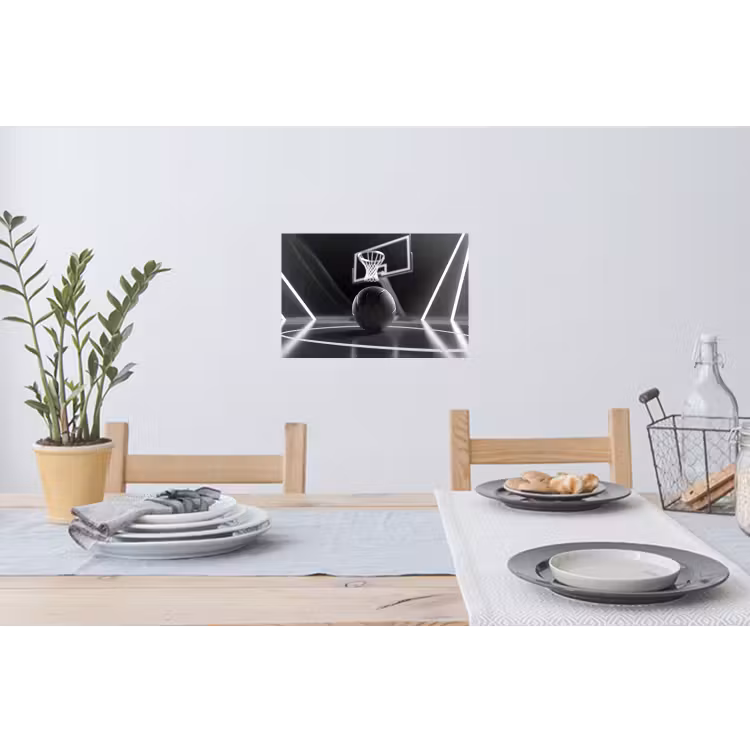 Basketbal - Basketbalveld - Lichtlijnen Muursticker klein -eettafel