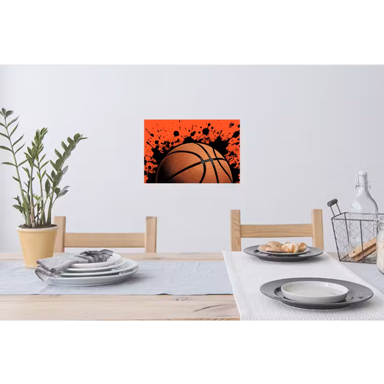 Basketbal - Verf - Sport - Oranje Muursticker klein -eettafel