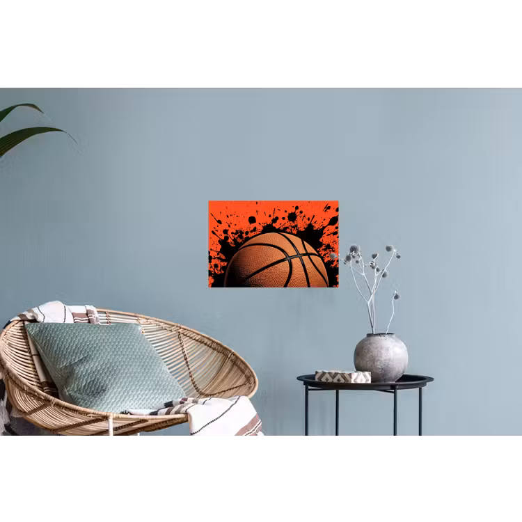Basketbal - Verf - Sport - Oranje Muursticker klein -plant