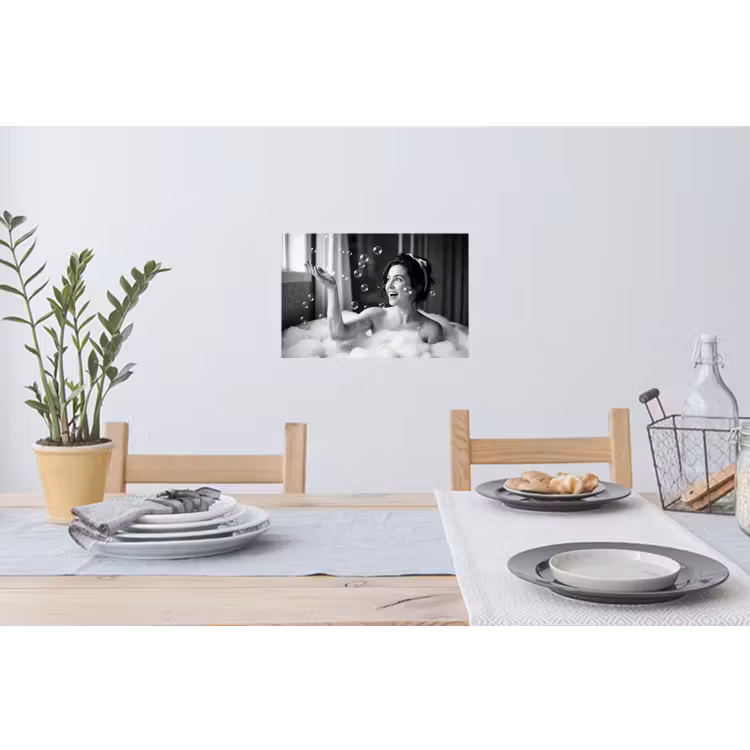 Bad - Bubbels - Zwart - Wit Muursticker klein -eettafel