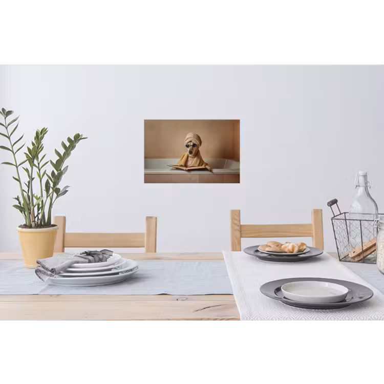 Bad - Hond - Boek - Zonnebril Muursticker klein -eettafel