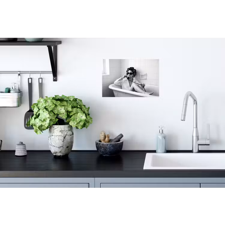 Bad - Vrouw - Zwart - Wit Muursticker klein -keuken