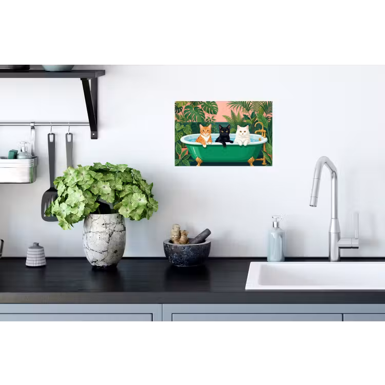 Badkamer - Kattenparade - Kleurrijk Muursticker klein -keuken