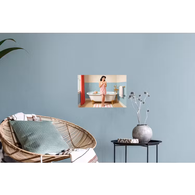 Badkamer - Vrouw - Roze Muursticker klein -plant