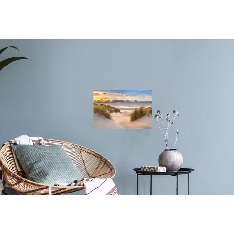 Strand - Duin - Gras - Zonsondergang - Zee Muursticker klein -plant