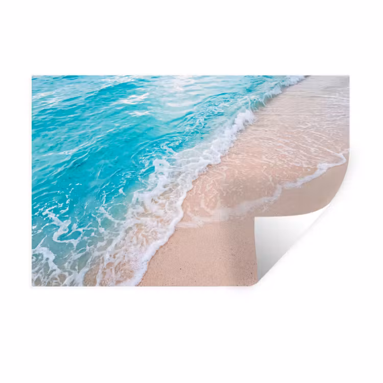 Strand - Zee - Golf - Natuur - Blauw Muursticker klein -3d