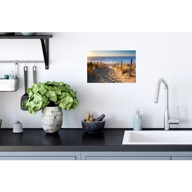 Strand - Zee - Nederland - Duinen - Zon Muursticker klein -keuken