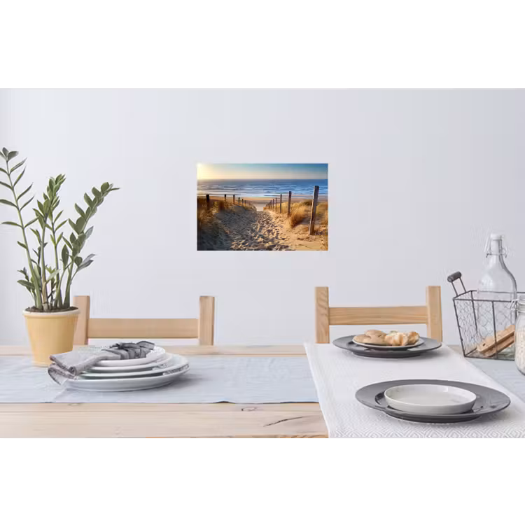 Strand - Zee - Nederland - Duinen - Zon Muursticker klein -eettafel