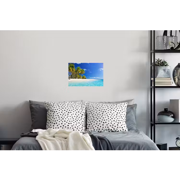 Strand - Zee - Palmboom - Zon - Zomer Muursticker klein -slaapkamer