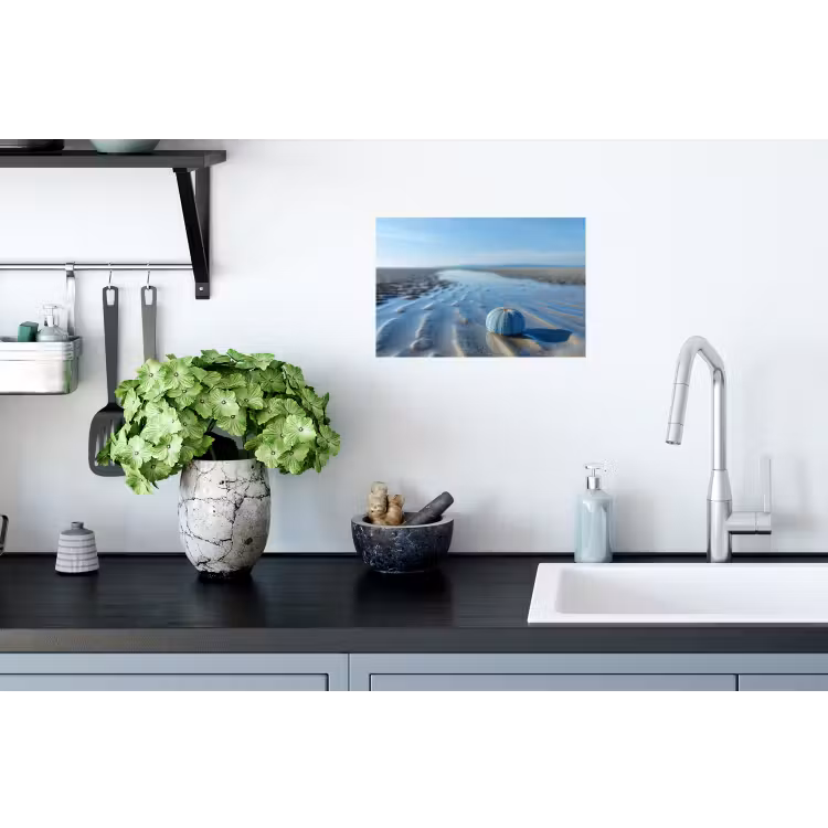 Strand - Schild - Water - Blauw Muursticker klein -keuken