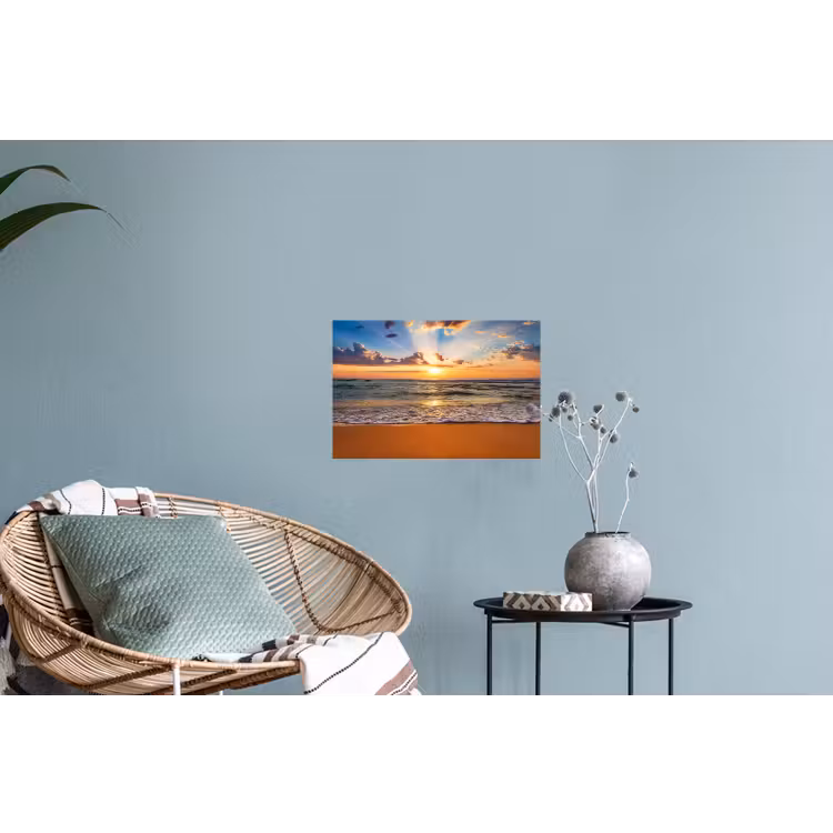 Strand - Zonsondergang - Zee - Wolken - Horizon Muursticker klein -plant